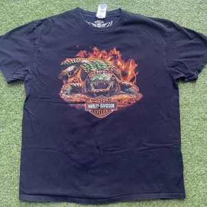 Vintage HARLEY DAVIDSON Mens T Shirt XL Flamin Gator Front & Back Graphic HD Tee - Picture 1 of 7