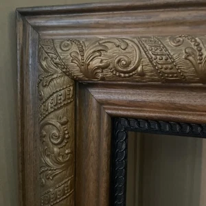 Antica grande cornice vittoriana intagliata arte ornata rovere oro gesso stratificata 31” x 27” - Foto 1 di 21