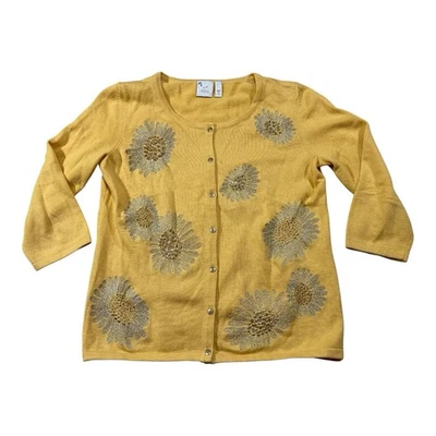 Suéter Cárdigan Jill Mujer XS Amarillo Diseño Flor Deléitate con los Detalles S2 Foto 1 de 4