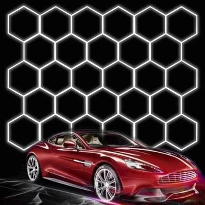 28Grid White Hexagon Garage Lights Honeycomb Led Hexagon Light for Car Shop Gym