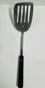 Vintage Ekco Style Slotted Metal Spatula Turner Taiwan Black Handle 12”  - Picture 1 of 11