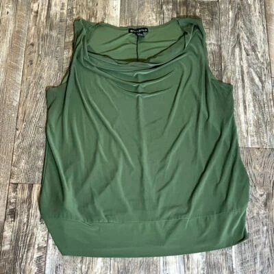 Suzie in the City Olive Green Sleeveless Cowl Neck Blouse Tank Top 2X - Image 1 of 4