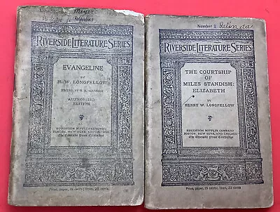 1880’s Riverside Literature Series Books 1&2 Longfellow & Wadsworth - Image 1 of 4