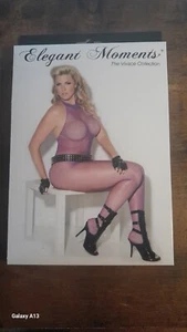Queen Size Purple Fishnet Suspender Bodystocking Elegant Moments #8634Q - Picture 1 of 3