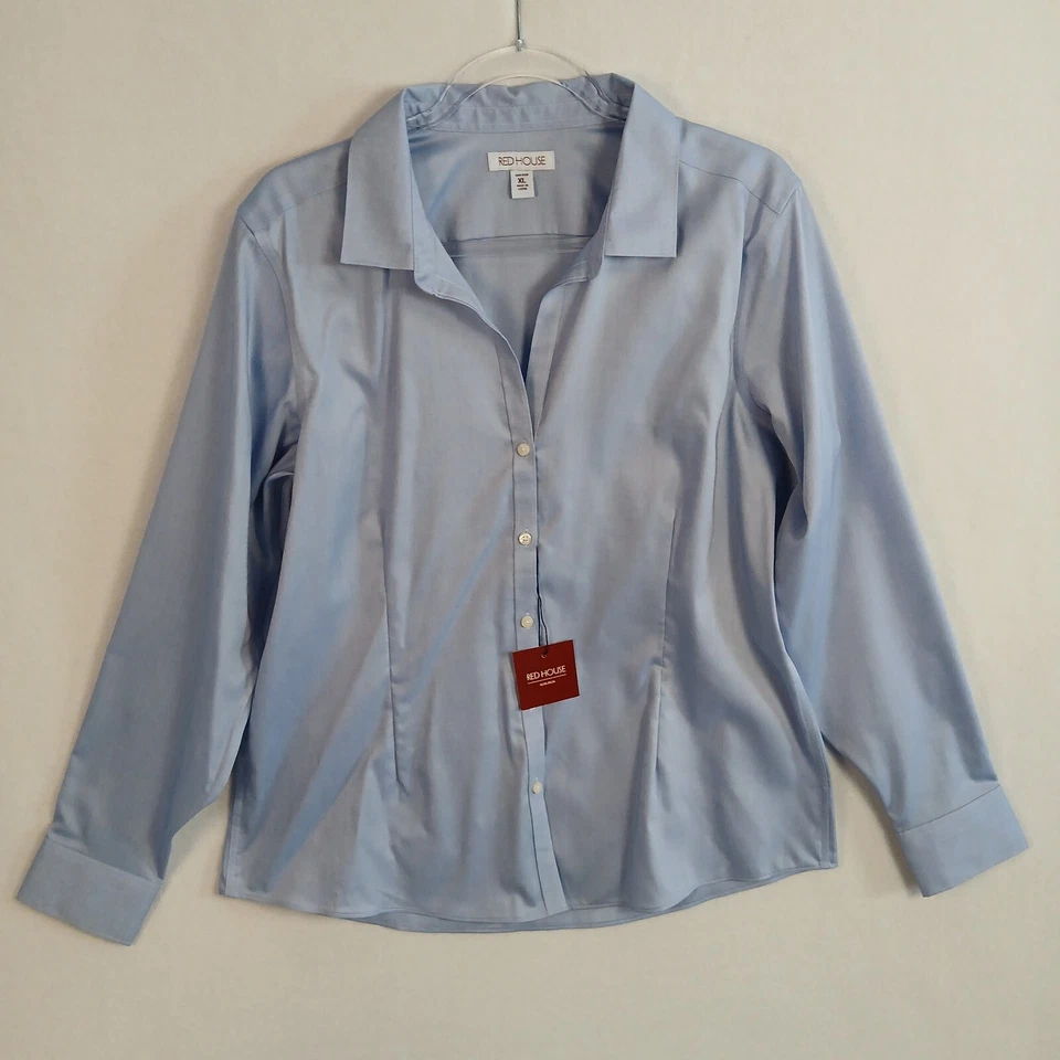 Red House Women's Pinpoint Oxford Non-Iron Shirt Size XL Light Blue NWT - Image 1 of 4