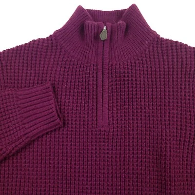 $148 Bloomingdales Purple Half Zip Mock Neck Textured Sweater Mens Size Medium - Image 1 of 4