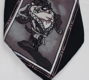 Vintage Looney Tunes Mania Sepia Tonkrawatte - handgefertigt in Korea 100 % Seide - Bild 1 von 8