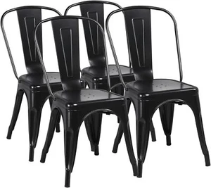 Yaheetech Iron Metal Dining Chairs Stackable Side Chairs Bar Chairs with Back - Picture 1 of 10