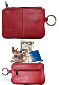 Cambio de bolso, billetera de monedas con cremallera de cuero, estuche para monedas de 2 bolsillos con llavero estuche para monedas. - Imagen 1 de 12