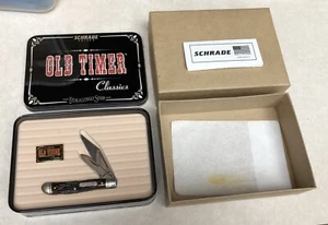USA Schrade Everlastingly Sharp Old Timer Classics With Hat Pin In Metal Tin New - Picture 1 of 8