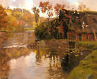 Oil Painting Nice Landscape With Birds Canvas Cottage-By-A-Stream-Frits-Thaulow