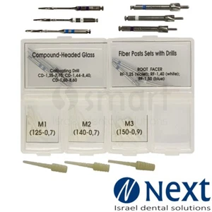 Juego de postes de fibra de vidrio dental con cabeza agrandada 18 piezas + 6 taladros de instalación - Imagen 1 de 8