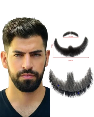 Fake Beard And Mustache Set. Hand Knotted For Film, Theater And TV All tulle men - Image 1 of 4