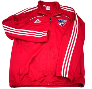 FC Dallas Soccer Jacket Men Medium Red White Track Suit Warm Up Adidas Adult Zip - Picture 1 of 14