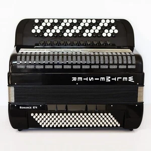 NEW Weltmeister Romance 874 Germany Black Button Accordion 120 Bass B Griff - Picture 1 of 10