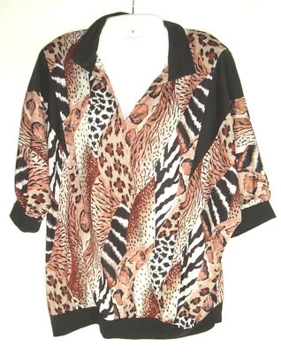 Blusa Top Mujer De Colección XL Teddi Tribal Boho Estampado Animal Popover Bandas Parte Inferior Foto 1 de 4