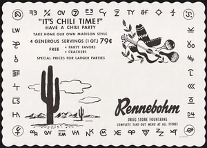 Vintage placemat RENNEBOHM Drug Store Fountains cactus picture Madison Wisconsin - Picture 1 of 2