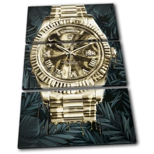 Gold Watch Money Luxury Vintage TREBLE CANVAS WALL ART Picture Print - Picture 1 of 1
