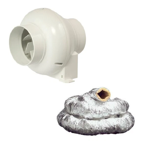 Manrose CFD200TN In Line Extractor Fan with Timer 100mm/4" +3m Insulated Ducting - Image 1 of 1