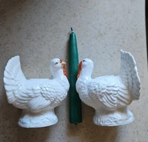 VINTAGE WEISS KERAMIK TÜRKEI KEGEL KERZENHALTER 2er Set THANKSGIVING HERBST DEKOR - Bild 1 von 11