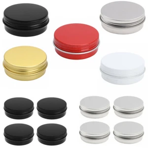 10/30 Metal Tin Jar Screw Top Round Metal Cans Bulk Food Cosmetic Container+Lid - Picture 1 of 64