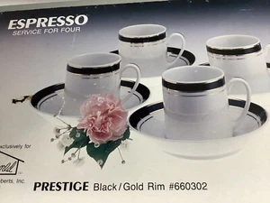 Espresso Service For Four Prestige Black / Gold Rim #660302 - Homeworld  - Picture 1 of 6