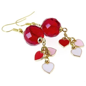 Bonitos pendientes de San Valentín con racimo de corazón esmaltado y vidrio rojo de SoniaMcD - Imagen 1 de 8