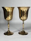 Vintage  2 Solid Brass Goblets 7 3/4" tall -  India