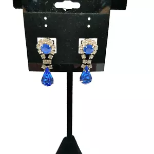 Aretes colgantes con zafiro y diamantes de imitación simulados con gota de lágrima - Imagen 1 de 5