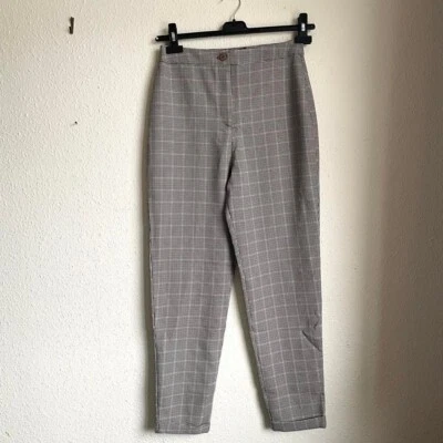 BOOHOO TALL TAPERED CHECK BROWN TROUSER SIZE UK 10 - NEW WITH TAGS   - Image 1 of 4