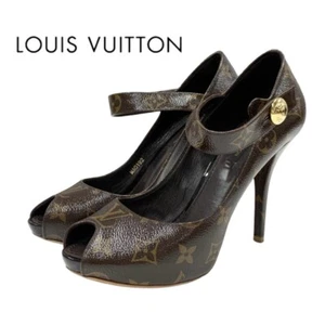 Louis Vuitton Pumps Shoes Brown Gold Monogram Leather Ladies Size 37 Used - Picture 1 of 10