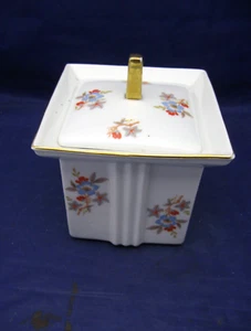 SMALL SQUARE PORCELAIN CONTAINER W COVER EMBOSSED RIBS  THOMAS - MADE IN BAVARIA - Picture 1 of 8