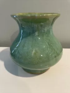 Vaso in gres studio arte ceramica blu verde smalto a goccia svasato - Foto 1 di 6