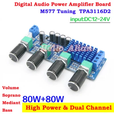 12V-24V TPA3116 D2 80W+80W Dual-Channel Digital Audio Power Amplifier AMP Board - Image 1 of 4