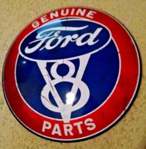 GENUINE FORD V8 PARTS SIGN NEW 2021 DOMED DISC BUTTON PLAQUE DISTRESSED 202200. - Picture 1 of 6
