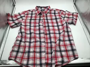 Camicia uomo posto bambino taglia L rossa blu bianca a quadri con bottoni manica corta - Foto 1 di 3