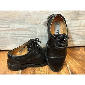 Tip top boys dress shoes church breathable lace up leather oxfords Sz 6c - Picture 1 of 10