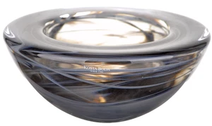 KOSTA BODA Art Glass Large Atoll Candle Holder Gray by Anna Ehrner Sweden New - Picture 1 of 3