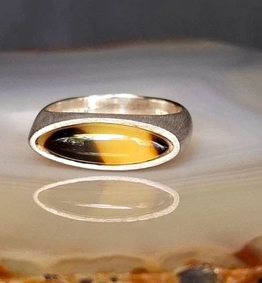 Ring Silber 925 Jaspis dekorativ kraftvoll ausgefallener Stein ESPRIT 18 mm 6g - Bild 1 von 4