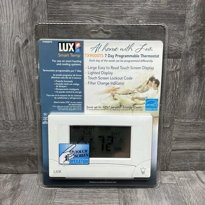 Lux TX9000TS Thermostat Touch Screen 7 Day Programmable New In Package SEALED - Image 1 of 4