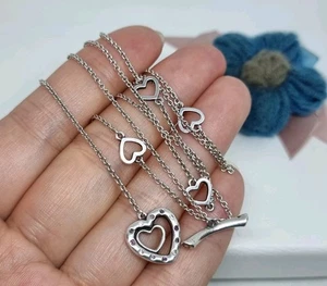 Collana con cuori luminosi argento Pandora originale in scatola cristallo viola 55 cm π - Foto 1 di 9