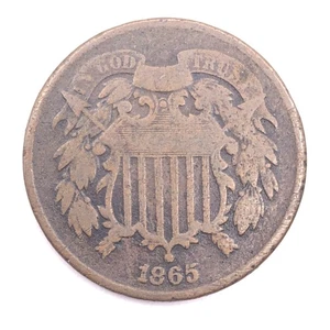 1865  Two 2 Cent Piece Type Coin Civil War Era - Picture 1 of 2