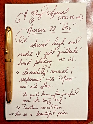 Rara Pluma Estilográfica Aurora 88 'Oro' Oro Guilloche - 14K Plumín - Pistón - Italia Foto 1 de 4