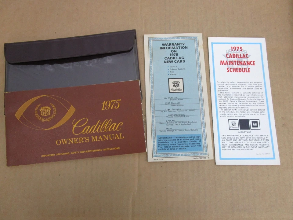 Cadillac Deville Fleetwood Calais Eldorado 1975 manual del propietario original Foto 1 de 1