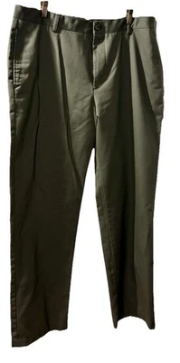 Chinos clásicos de algodón 36 X 31 bolsillos delanteros planos gris verde transpirable Foto 1 de 4