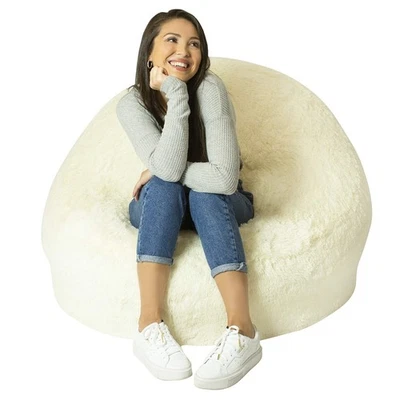 Mongolian Faux Fur Inflatable Chair – Ultra Soft Lounge Seat for Teens & Adul... - Image 1 of 4