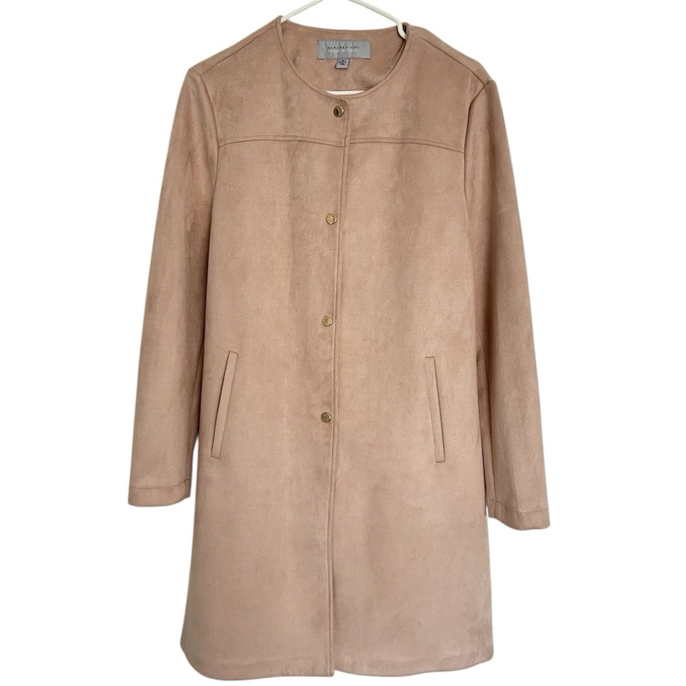 Abrigo Marc New York Andrew Marc Rosa Imitación Gamuza Sin Cuello Talla M Foto 1 de 4