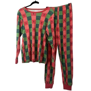 Monica + Andy Nussknacker rot grün Pyjama Set Damen Gr. M 100% Bio Baumwolle - Bild 1 von 12