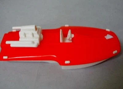 7.5" Tim-Mee Toys 1960s -HYDROPLANE SPEED BOAT  3100 (Red/White) EX - Image 1 of 4