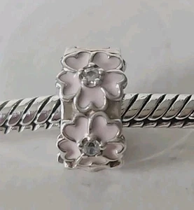 Genuine Pandora Bracelet Clip Charms - Silver & Pink Primrose Flower Clip S925 - Picture 1 of 6